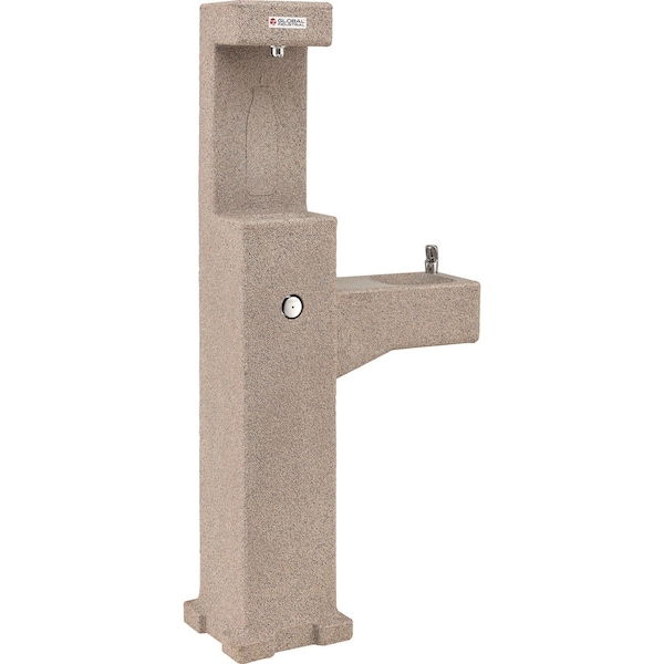 Global Industrial Outdoor Drinking Fountain & Bottle Filler w/ Filter, Rotocast Granite Finish 603601F - main
